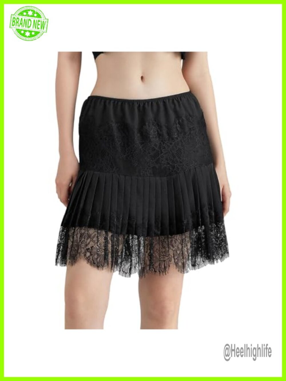 Women Lace Slip Skirt Mini Ruffle Pleated Flowy Short Y2K